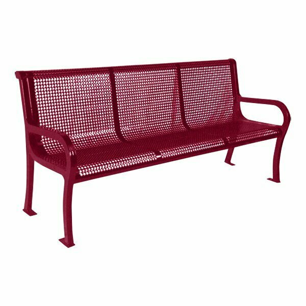 Ultra Site Lexington 8' Burgundy Perforated Bench with Backrest 99'' x 26 7/8'' x 35 1/2'' 38A954P8BG